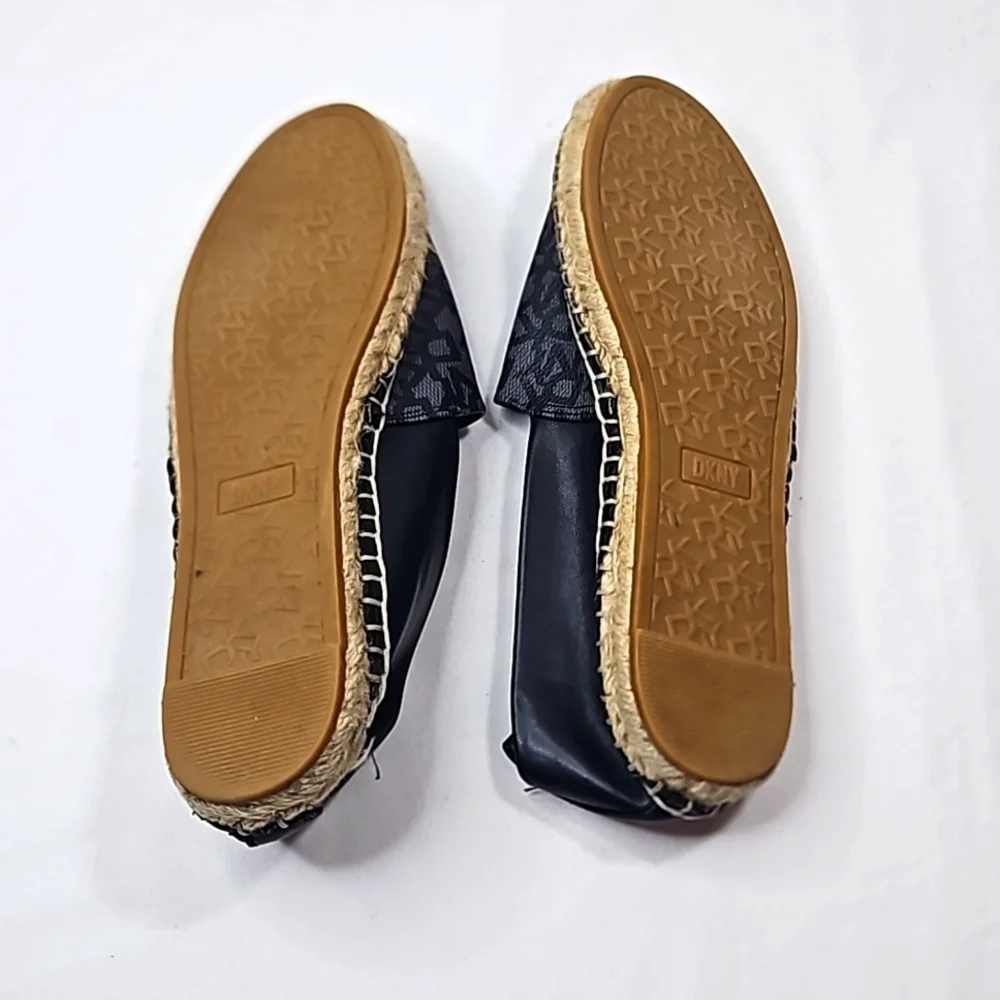 DKNY Signature Mali Espadrille Loafer Flats 7.5M Black/Gray